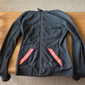 Prana Charcoal and Coral Zip Up Jacket - Size Large